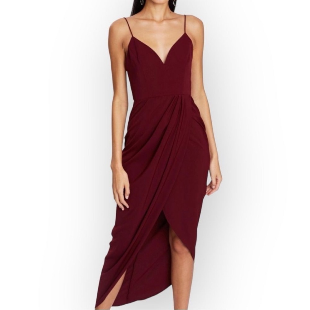 SHONA JOY Core Cocktail Wrap Dress in Burgundy Size 2 coquette cocktail